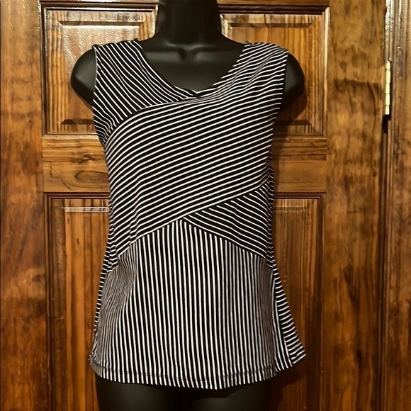 Tahari Black and White Striped Tank Top - Picture 1 of 4